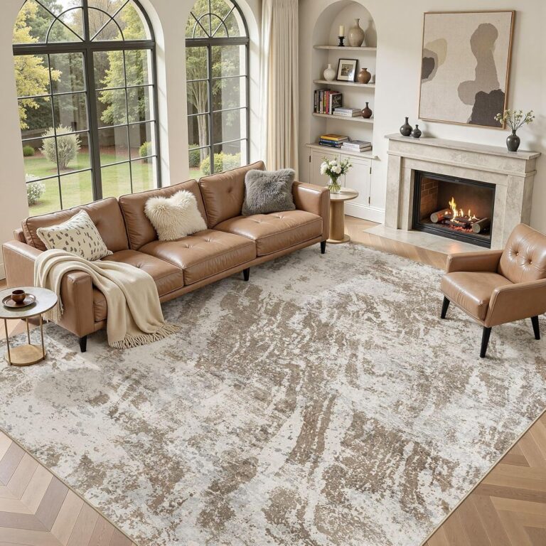 A soft textured area rug that anchors living rooms and bedrooms with warmth, comfort, and modern layered styling.