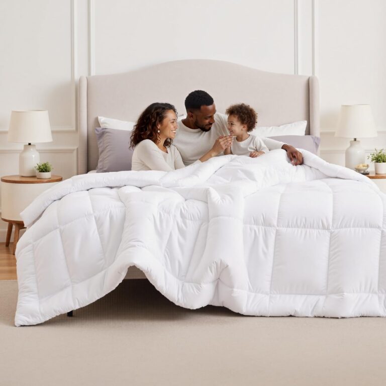 A plush oversized comforter that creates a layered, cozy bedroom feel without heavy weight or excessive warmth.