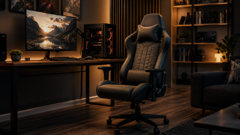 Ergonomic gaming chair inside premium gaming room setup