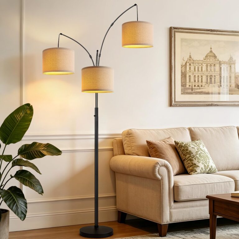 A sculptural floor lamp that adds warm ambient lighting while doubling as a minimalist design feature.