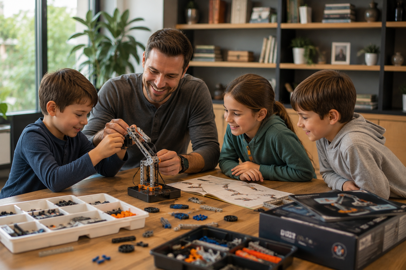 Modern playroom with educational toys and creative building sets
